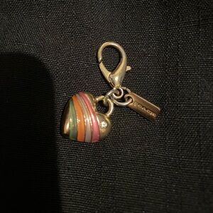 Coach Bag Charm heart with rainbow and rhinestone details